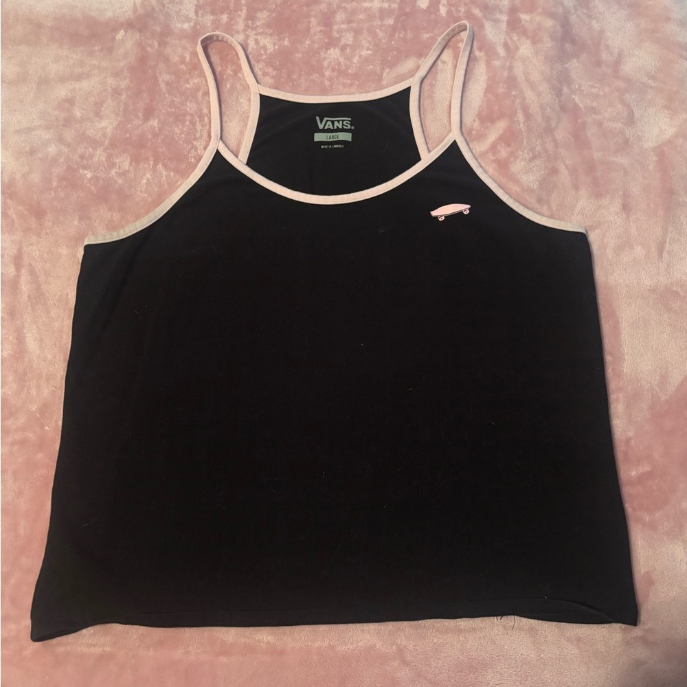 Vans Black and Pink Women's Tank Top Size Large